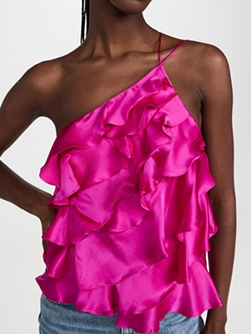 Amanda Uprichard Posie Top Silk Ruffle Size Medium